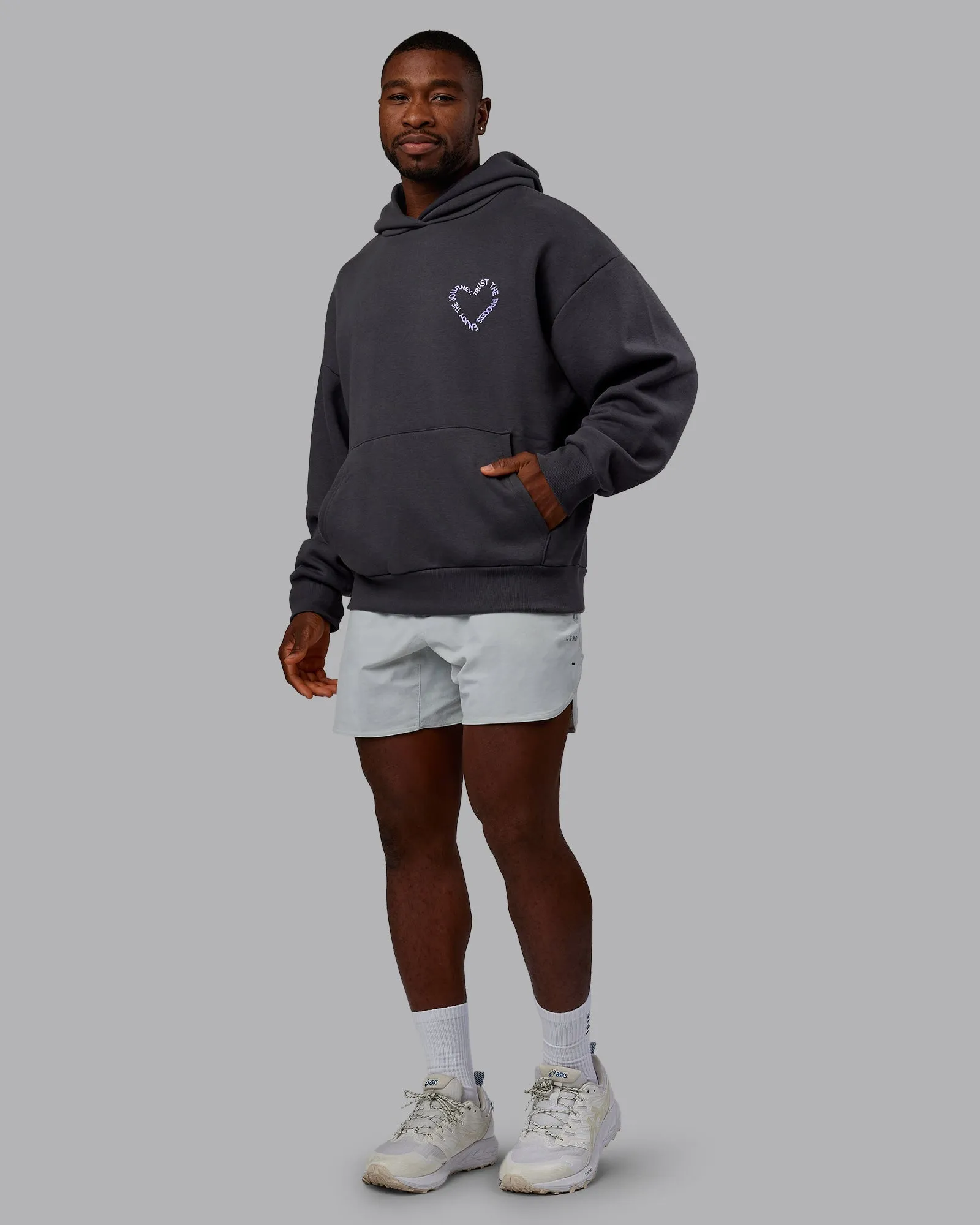 Unisex Love The Process Oversize Hoodie - Dark Storm-Violet Ray