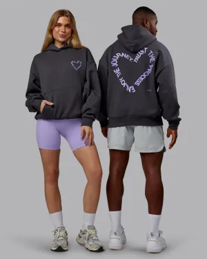 Unisex Love The Process Oversize Hoodie - Dark Storm-Violet Ray