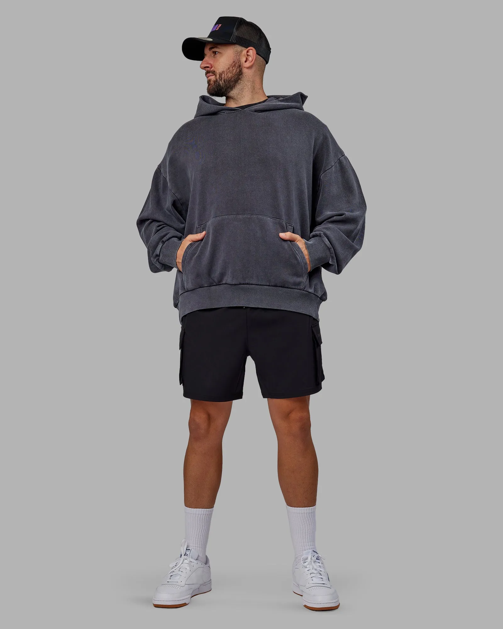 Unisex Miami 25 Washed Hoodie Oversize - Black