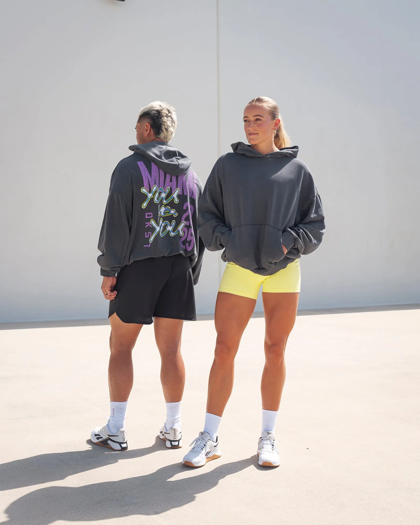 Unisex Miami 25 Washed Hoodie Oversize - Black
