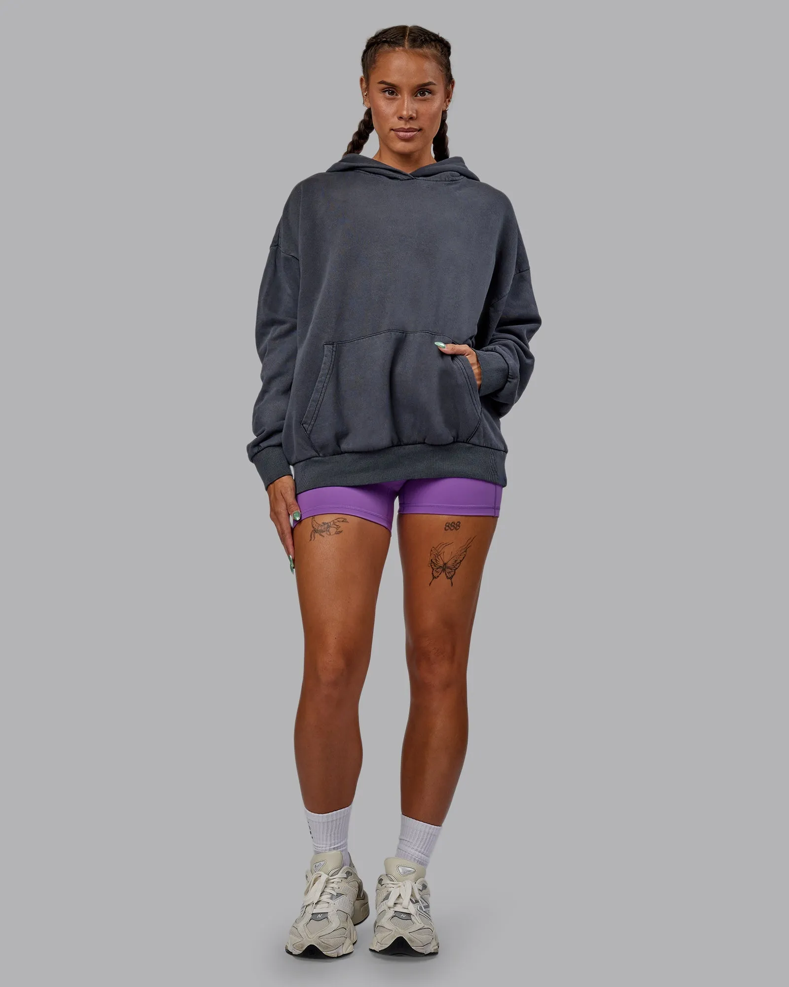 Unisex Miami 25 Washed Hoodie Oversize - Black
