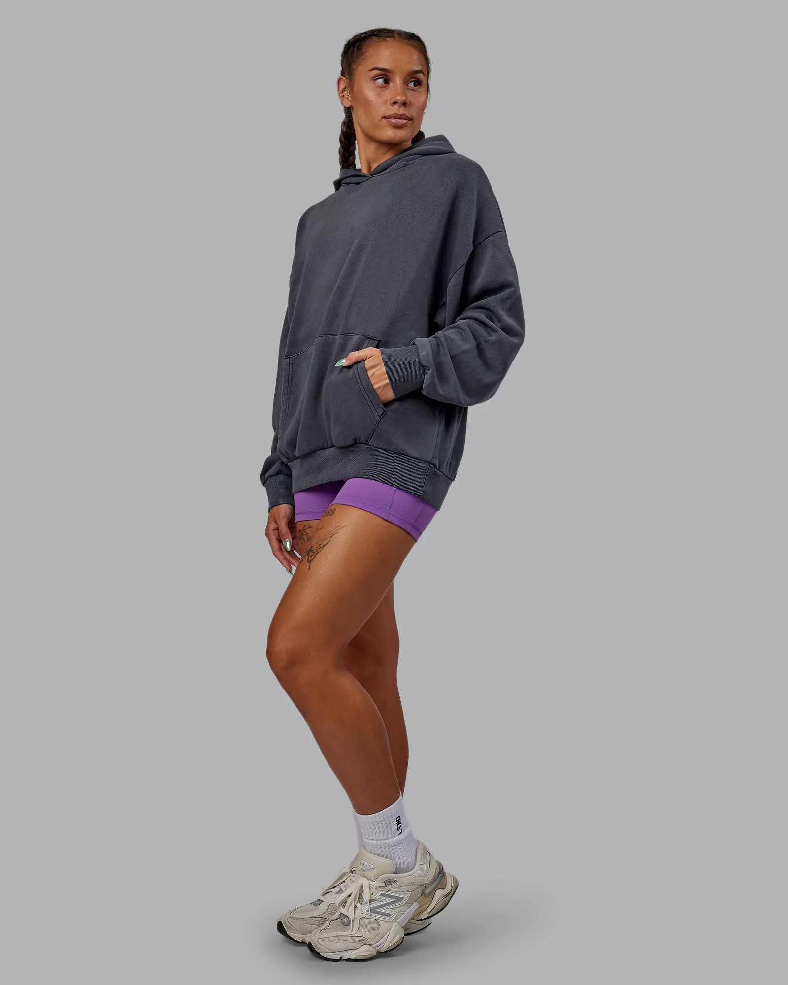 Unisex Miami 25 Washed Hoodie Oversize - Black