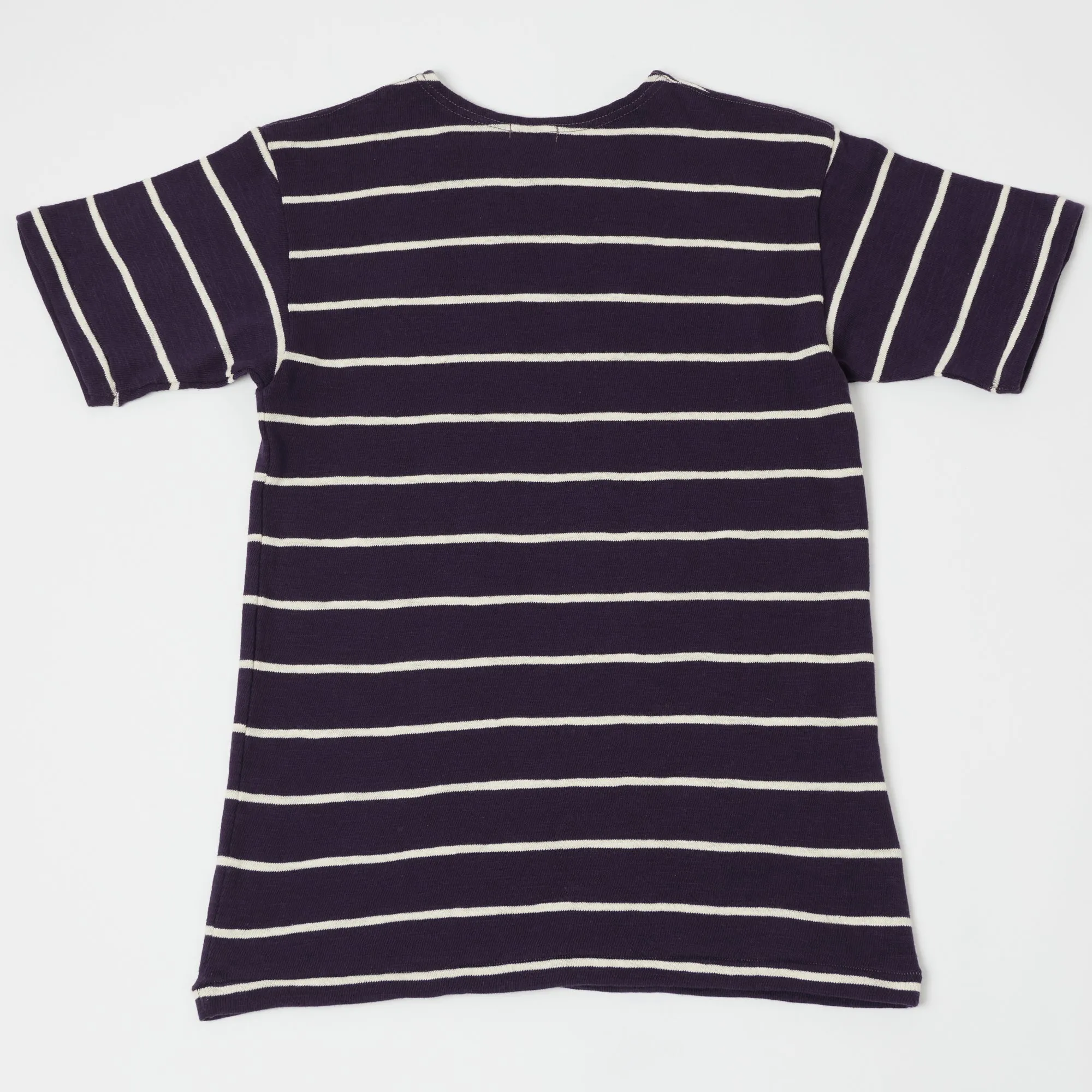Warehouse & Co 4087 S/S Stripe Tee - Navy/Off White