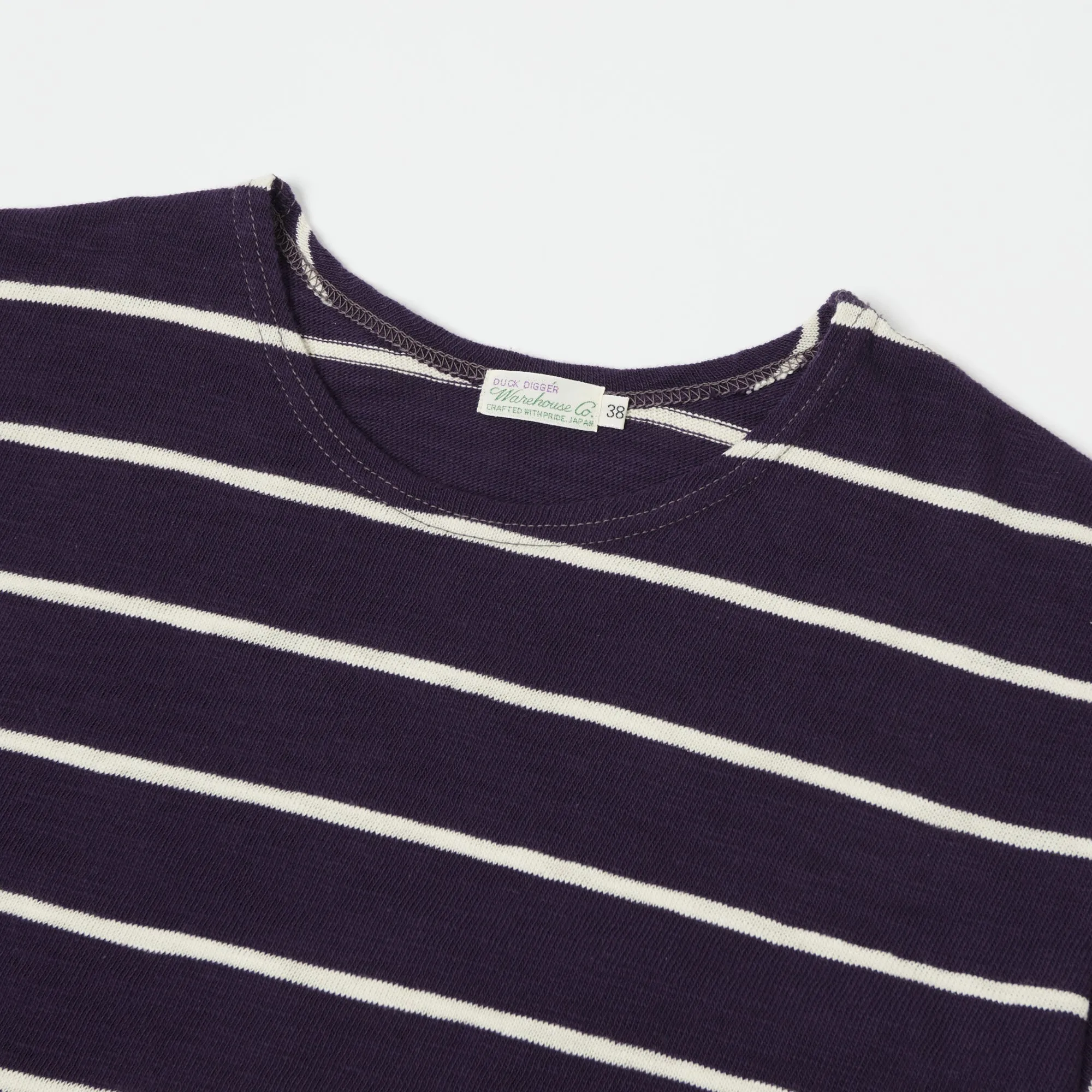 Warehouse & Co 4087 S/S Stripe Tee - Navy/Off White