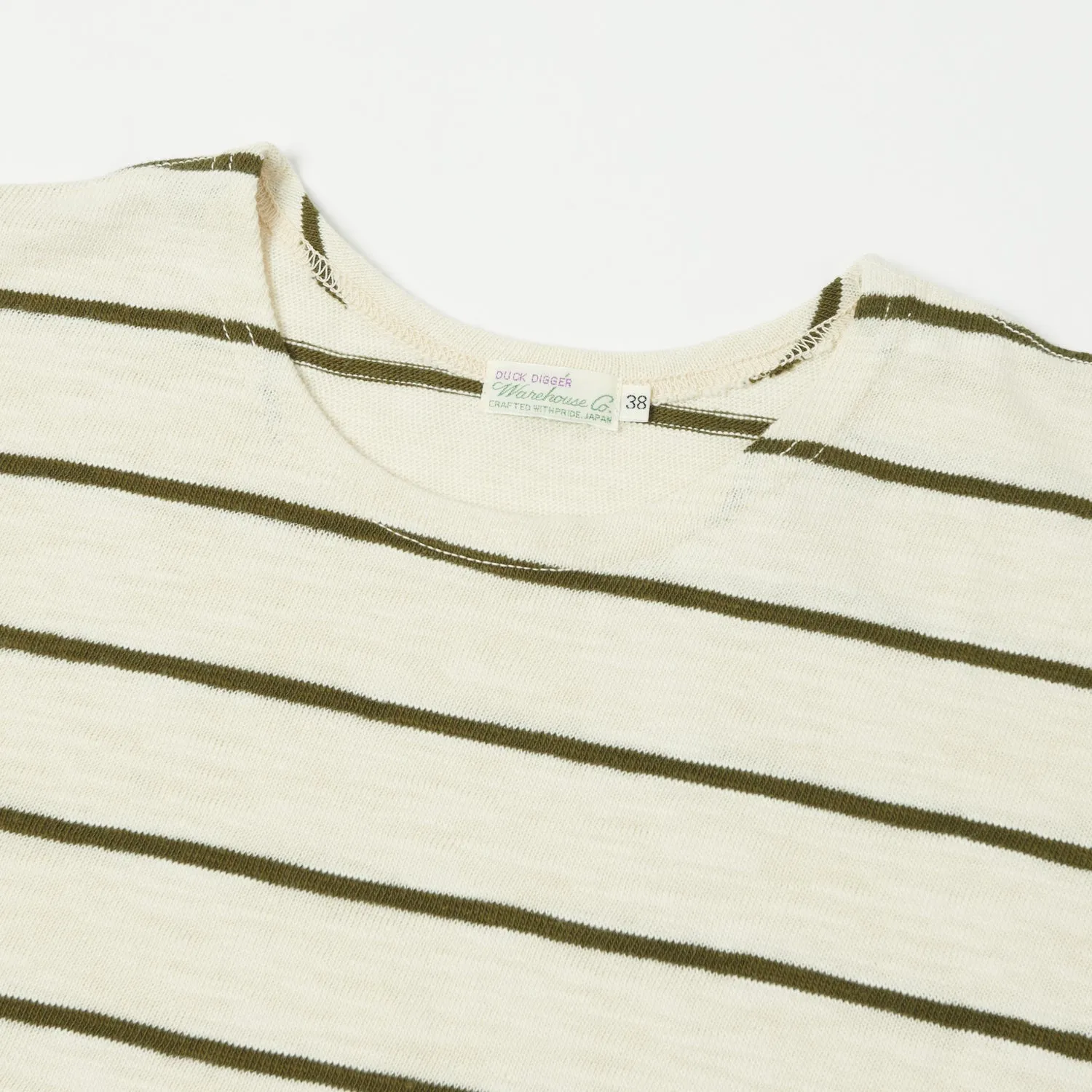 Warehouse & Co 4087 S/S Stripe Tee - Off White/Green