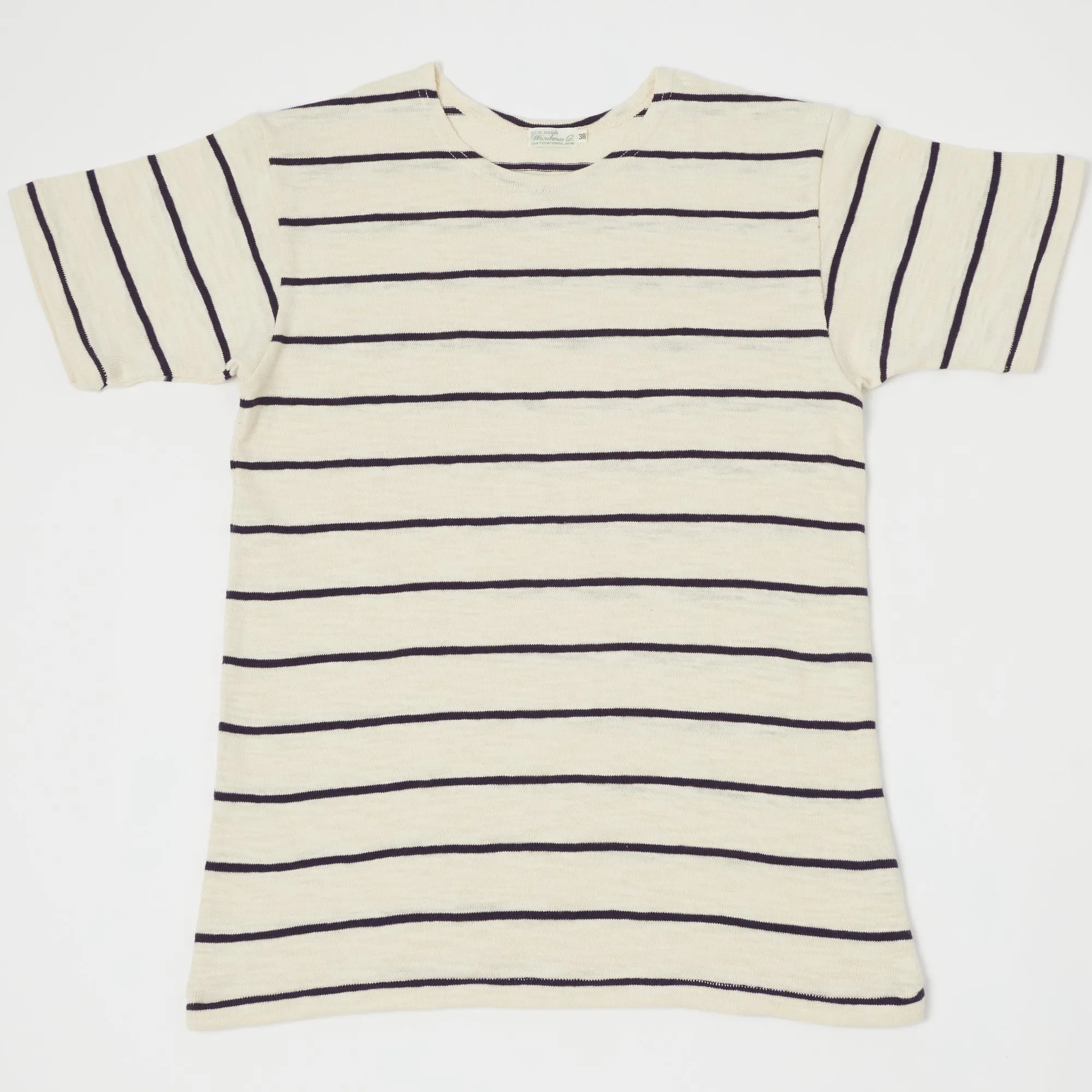 Warehouse & Co 4087 S/S Stripe Tee - Off White/Navy