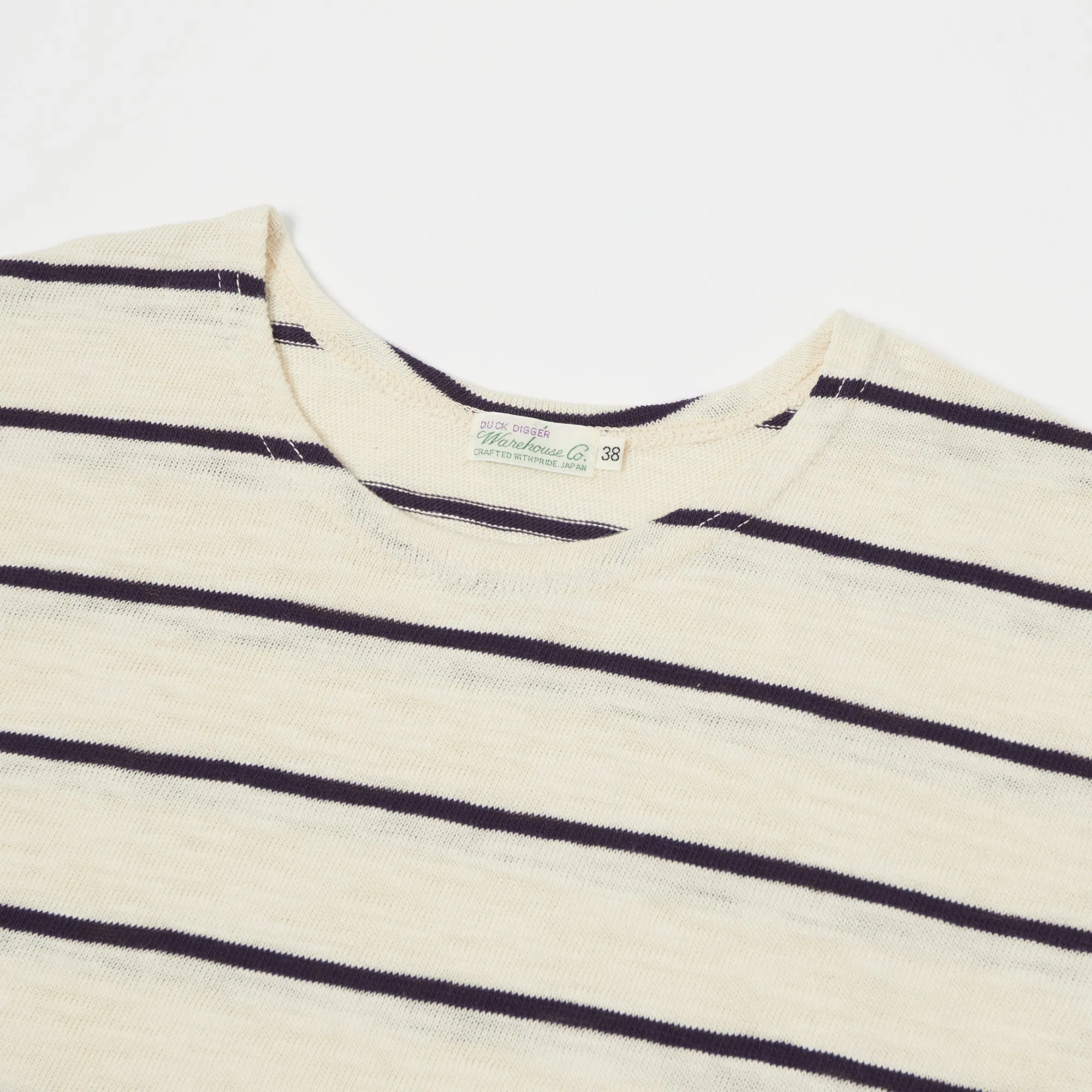 Warehouse & Co 4087 S/S Stripe Tee - Off White/Navy