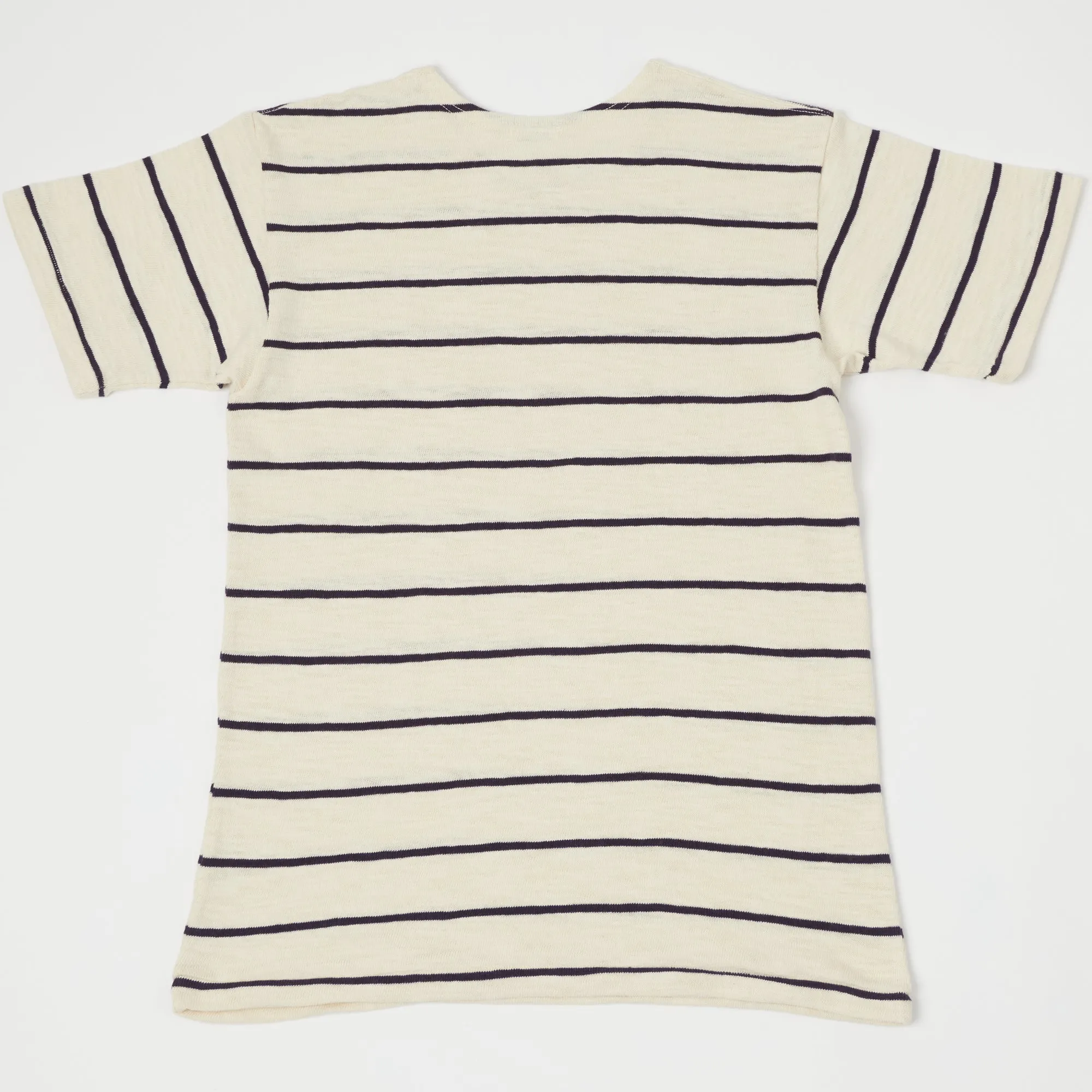 Warehouse & Co 4087 S/S Stripe Tee - Off White/Navy