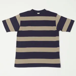 Warehouse & Co 4089 S/S 3x2 Inch Border Tee - Navy/Grey