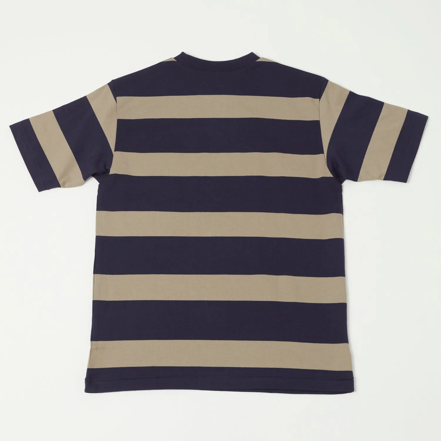 Warehouse & Co 4089 S/S 3x2 Inch Border Tee - Navy/Grey