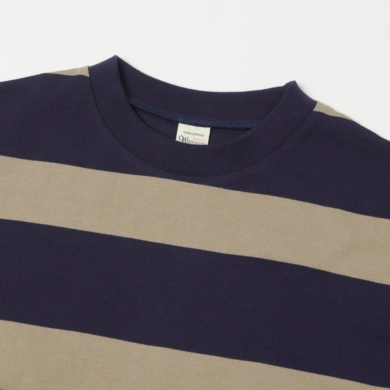 Warehouse & Co 4089 S/S 3x2 Inch Border Tee - Navy/Grey
