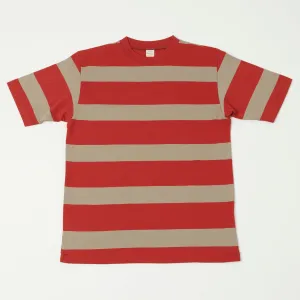Warehouse & Co 4089 S/S 3x2 Inch Border Tee - Red/Grey