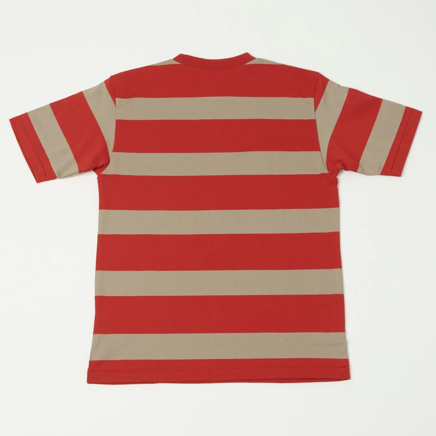 Warehouse & Co 4089 S/S 3x2 Inch Border Tee - Red/Grey
