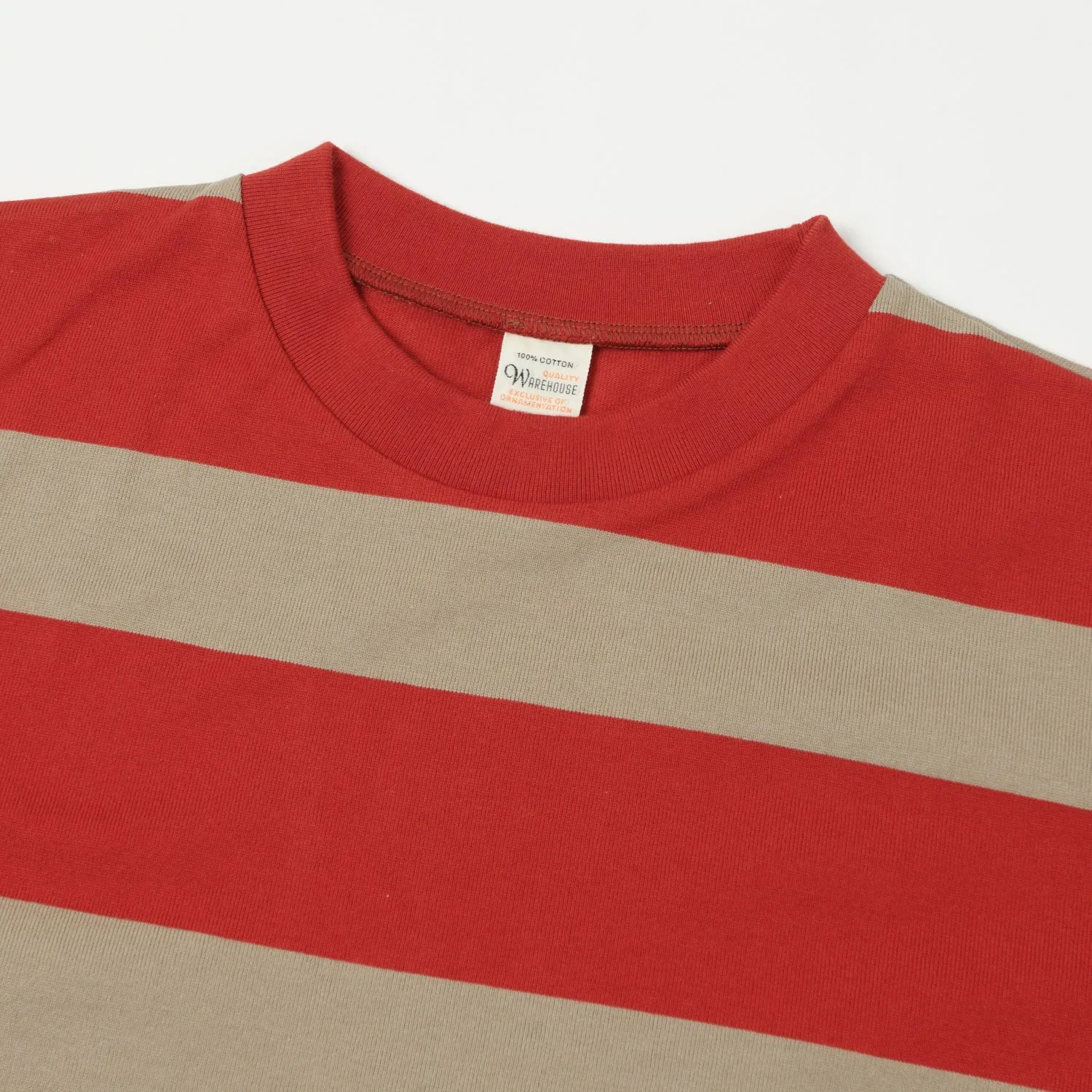 Warehouse & Co 4089 S/S 3x2 Inch Border Tee - Red/Grey
