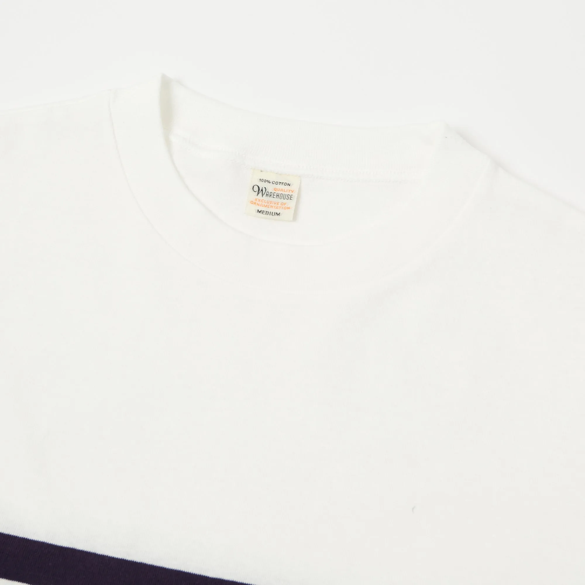 Warehouse & Co 4093 Panel Border Tee - Off White/Eggplant