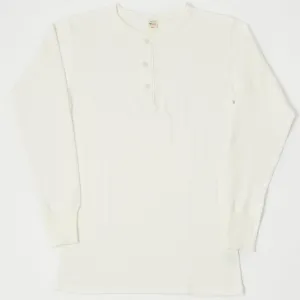 Warehouse & Co 5904 LS Waffle Knit Henley - Off White