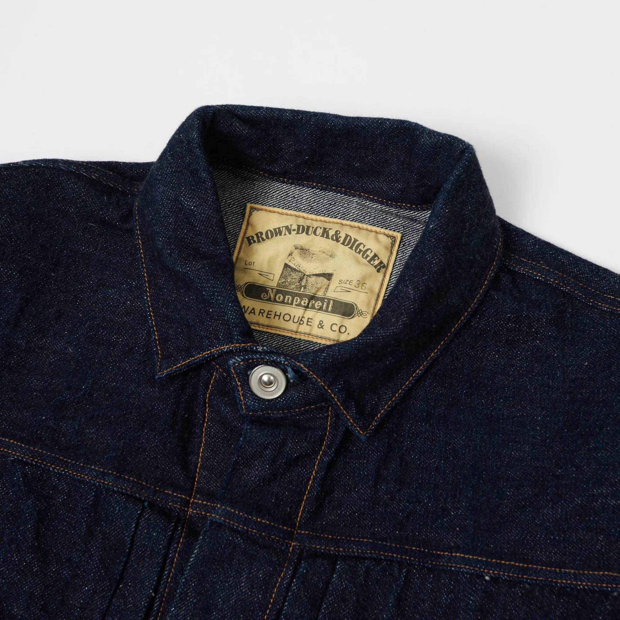 Warehouse & Co Brown-Duck & Digger Nonpareil Denim Jacket - Rinsed