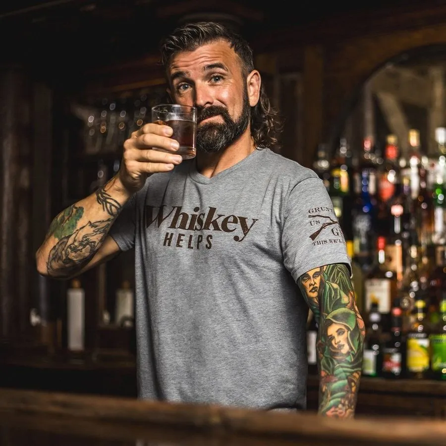 Whiskey Helps™ T-Shirt - Dark Heather Gray