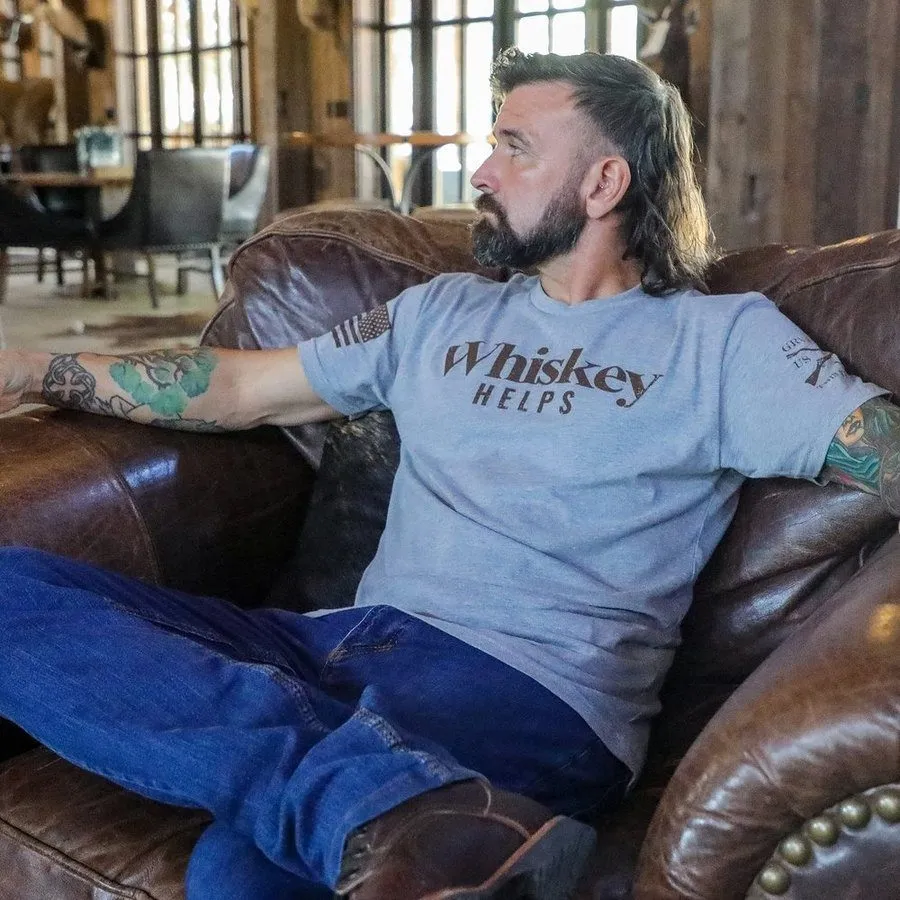 Whiskey Helps™ T-Shirt - Dark Heather Gray