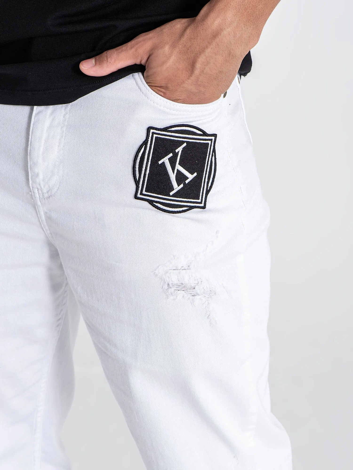 White Collage Jeans