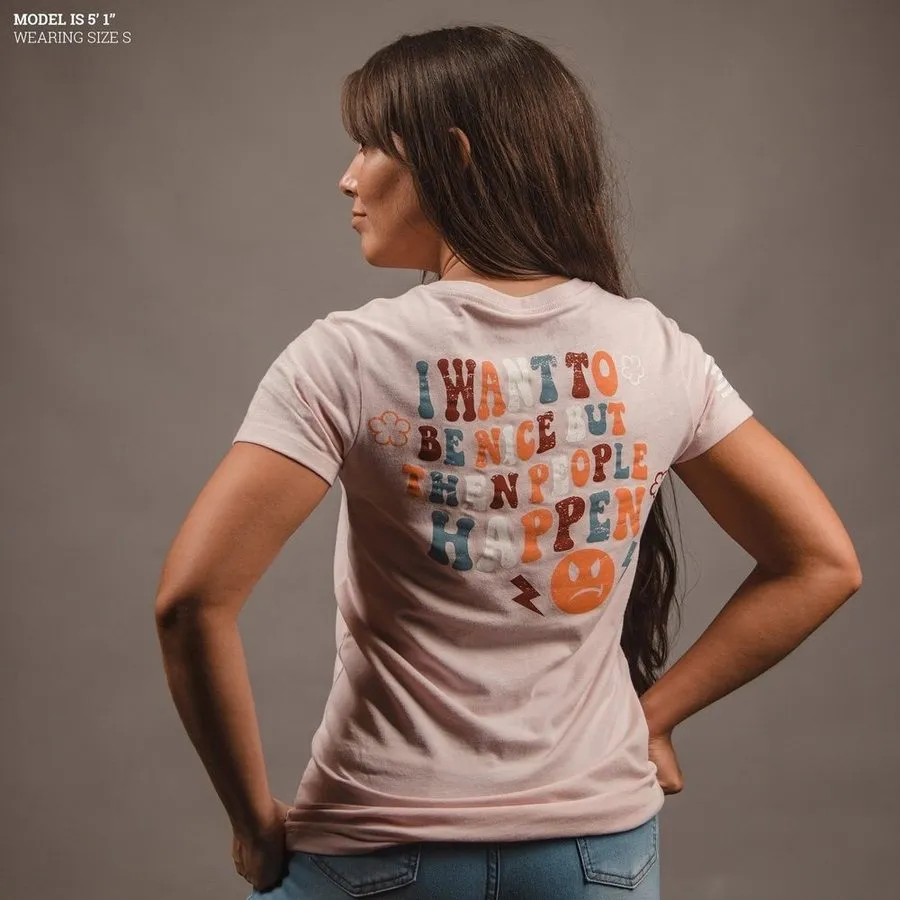 Women's Be Nice V-Neck - Light Pink