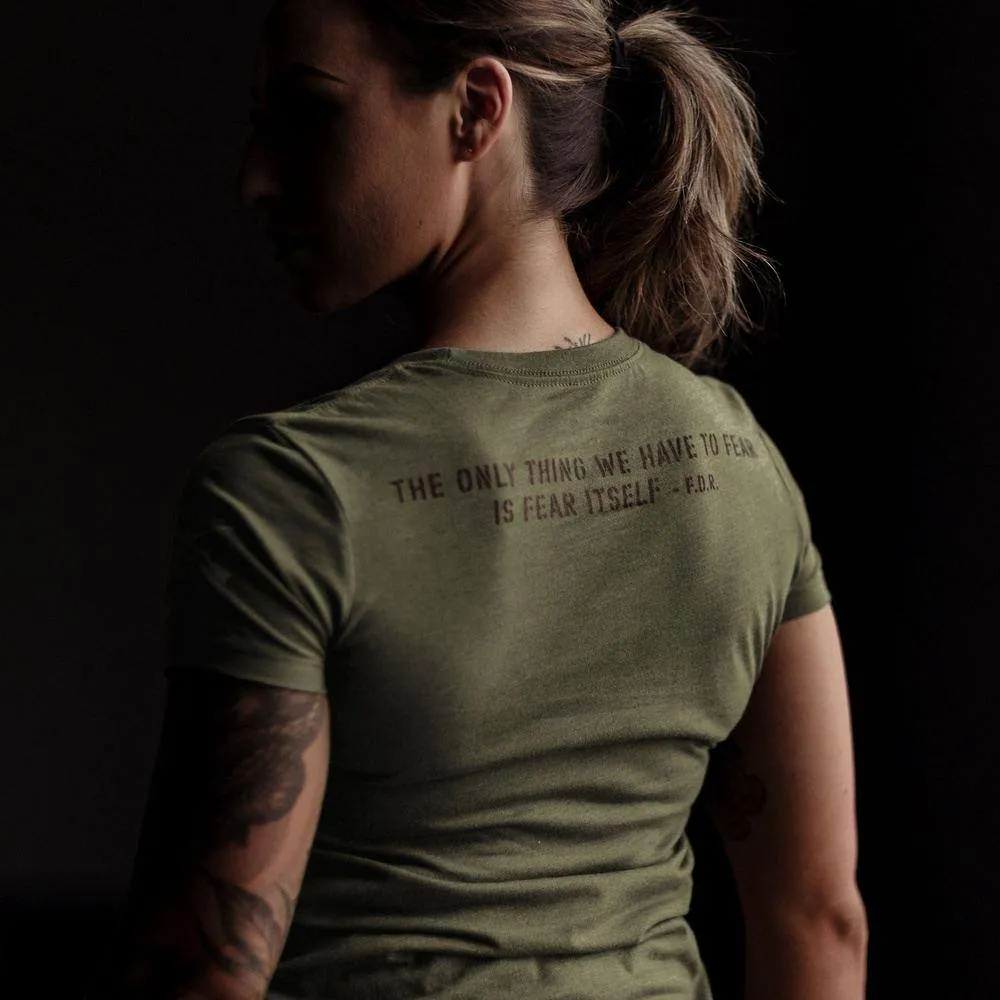 Women's Fear Less Training T-Shirt- Military Green