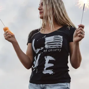 Women's Love of Country V-Neck - Black