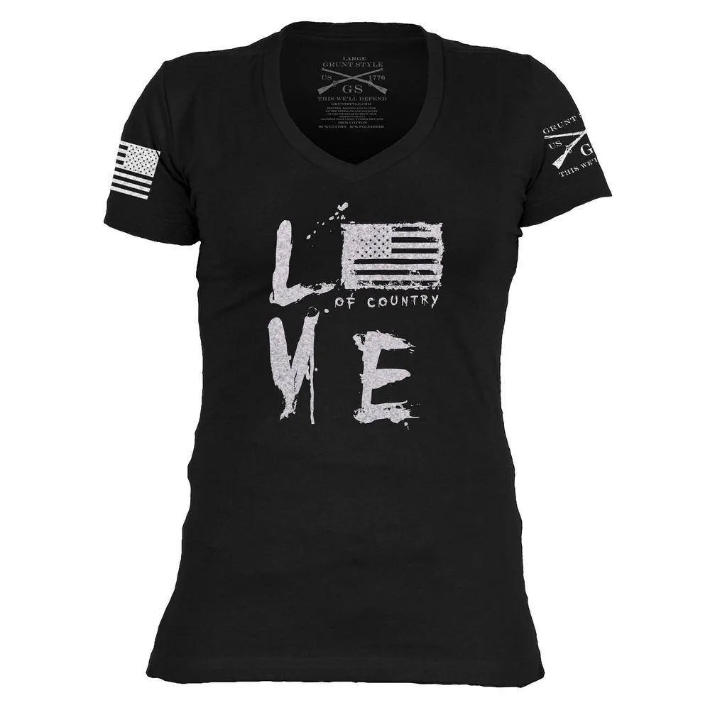 Women's Love of Country V-Neck - Black