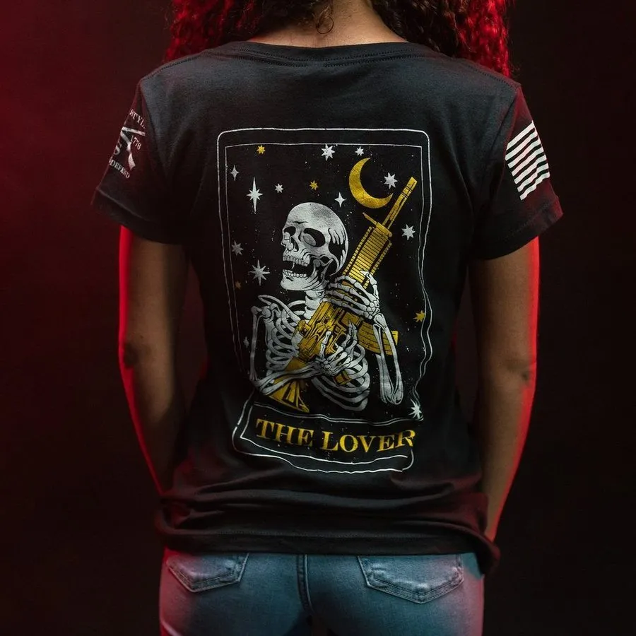 Women's Lover Tarot V-Neck - Black
