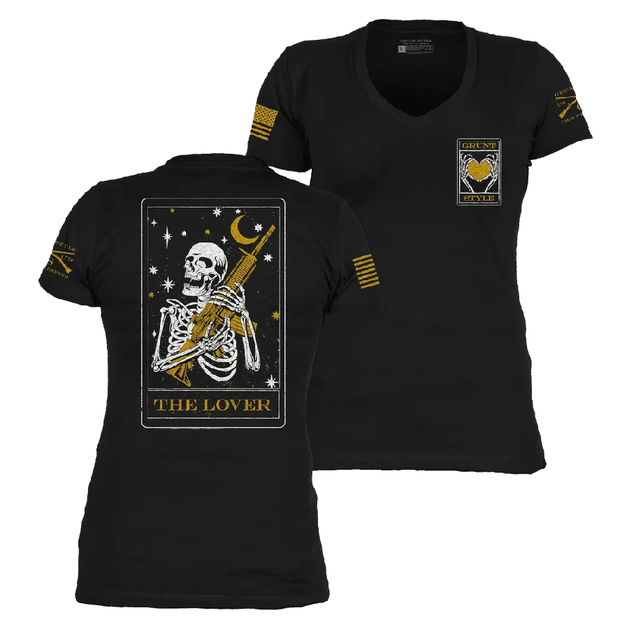 Women's Lover Tarot V-Neck - Black