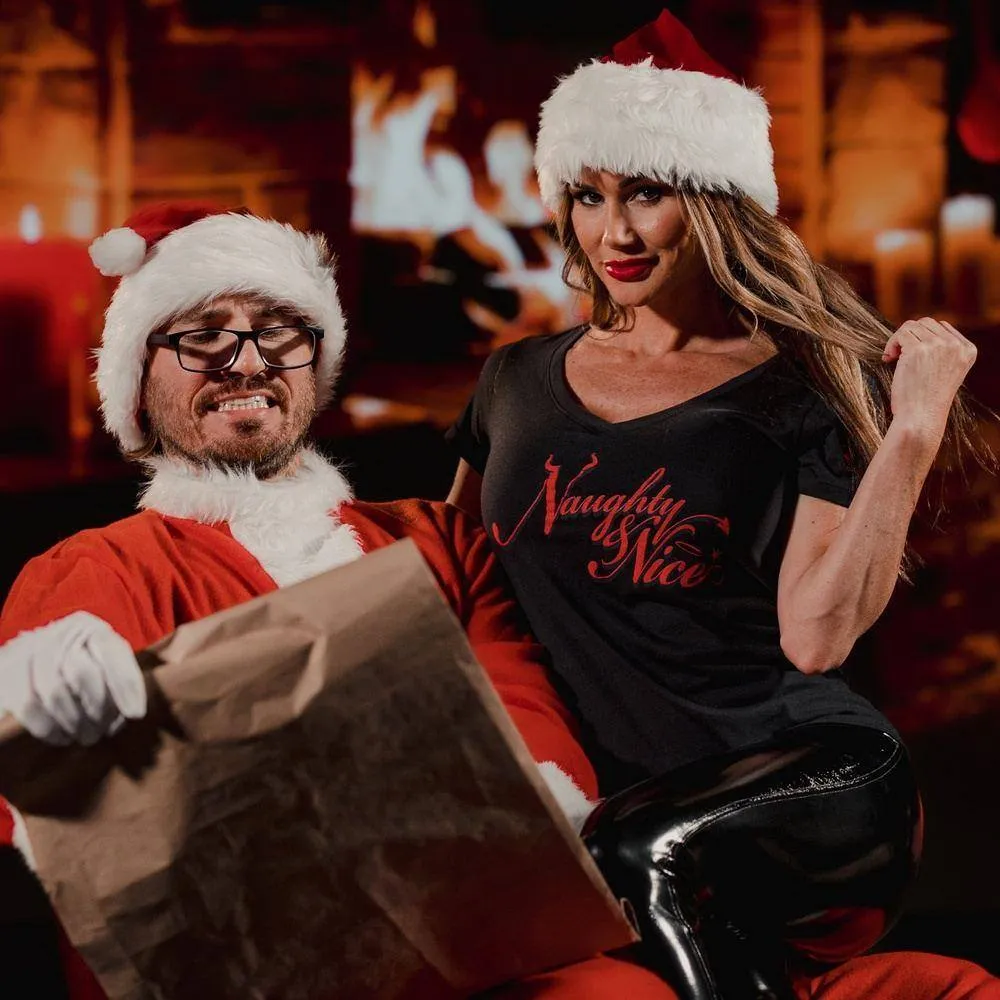 Women's Naughty and Nice V-Neck - Black