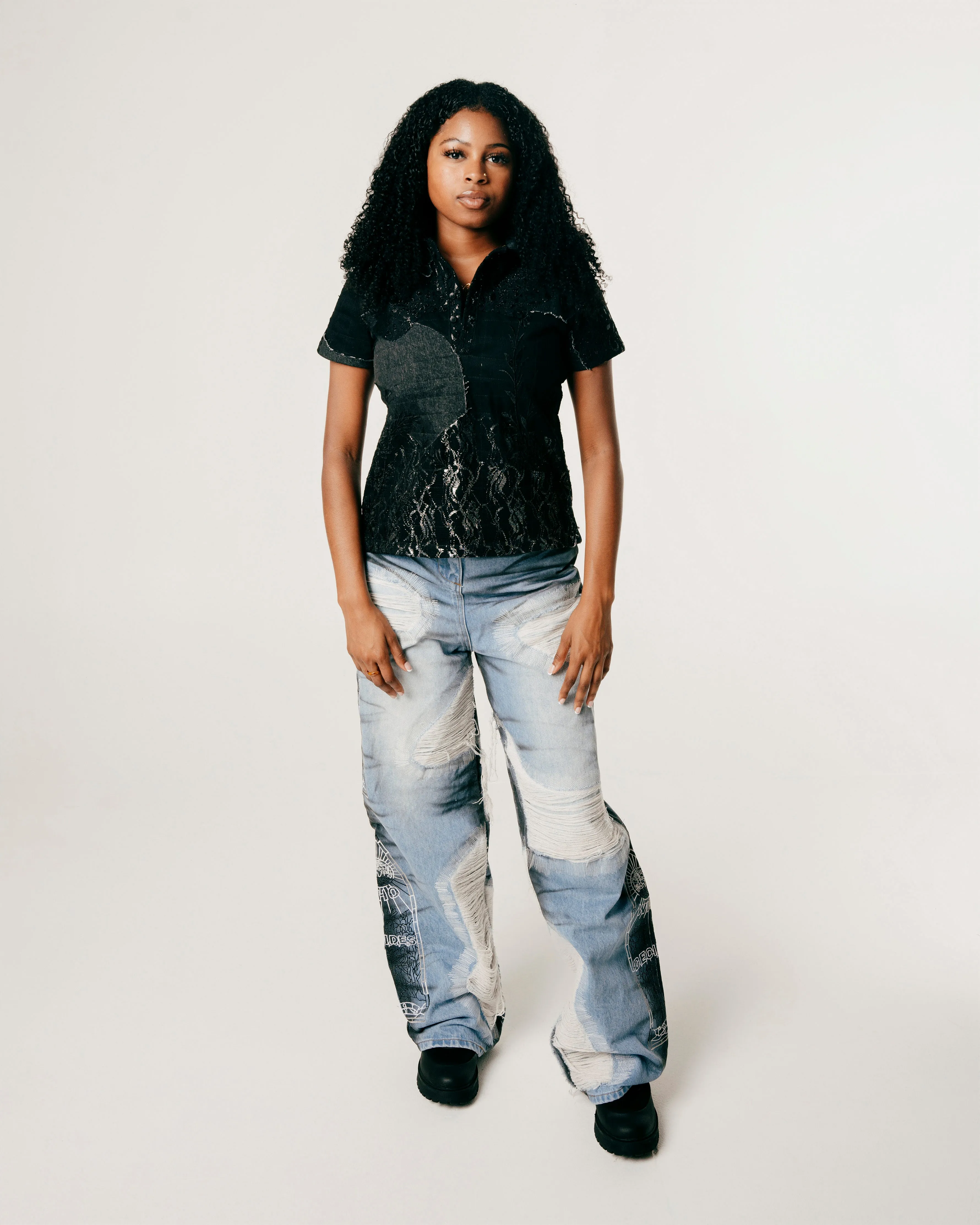 WOMEN'S NOIR STRIPE DENIM