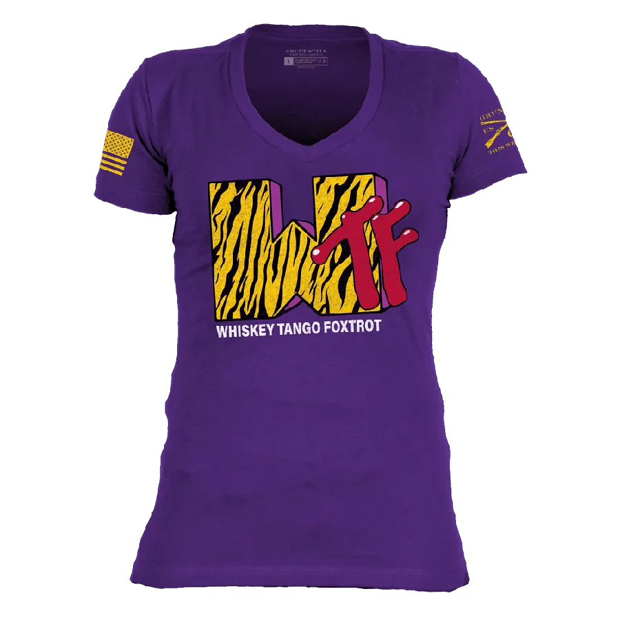 Women's WTF Television V-Neck - Purple Rush