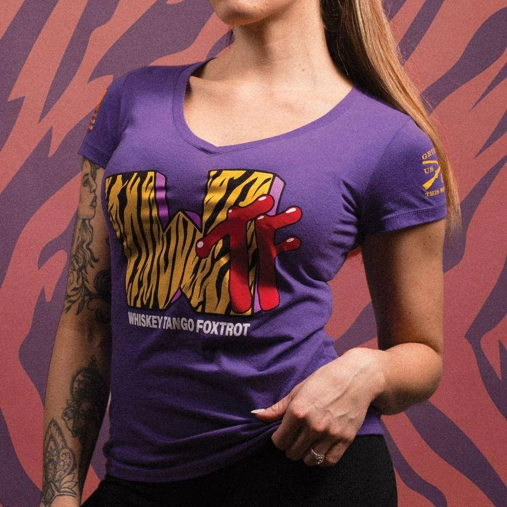 Women's WTF Television V-Neck - Purple Rush