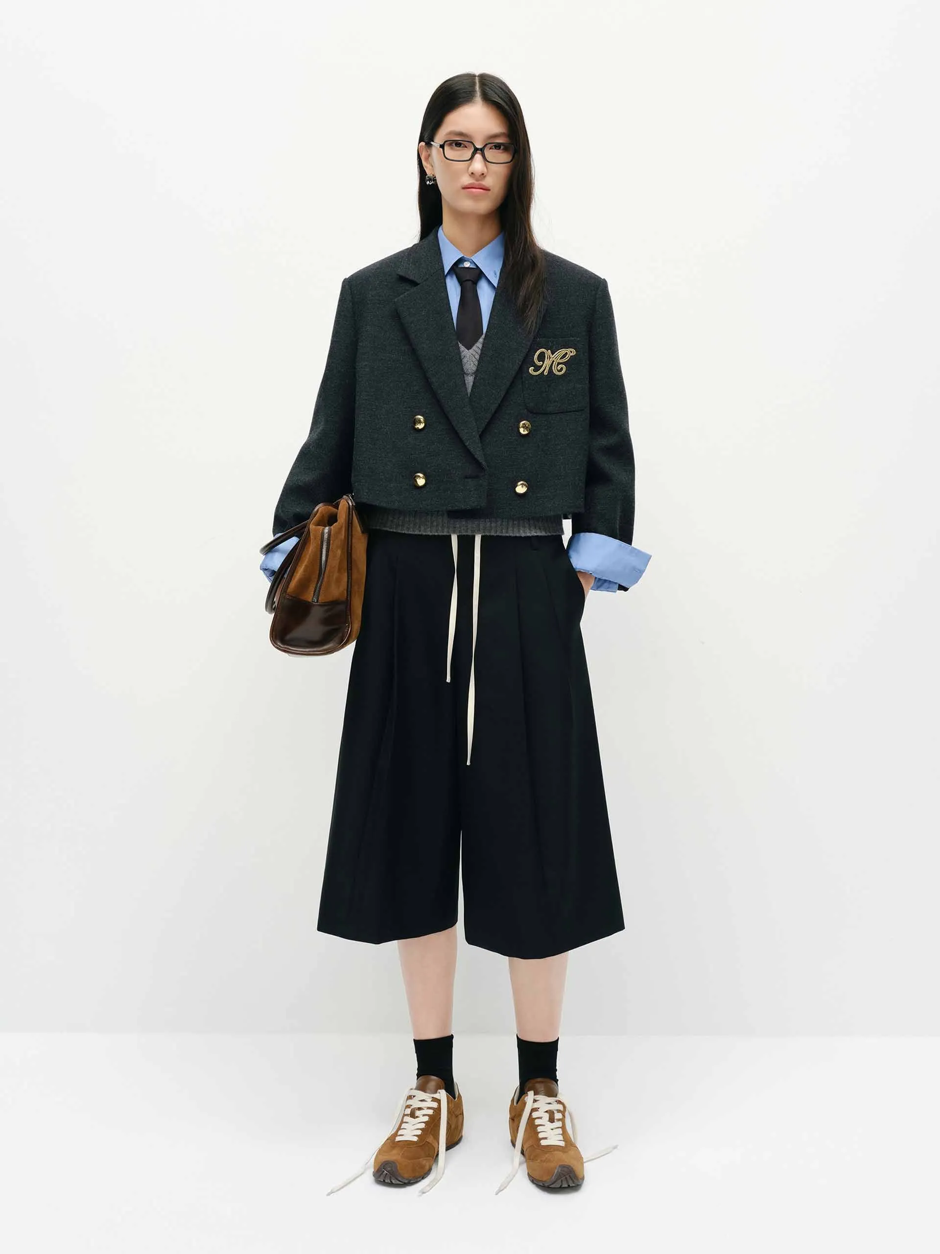 Wool Blend Cropped Blazer