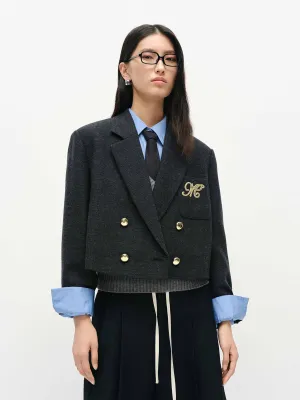 Wool Blend Cropped Blazer