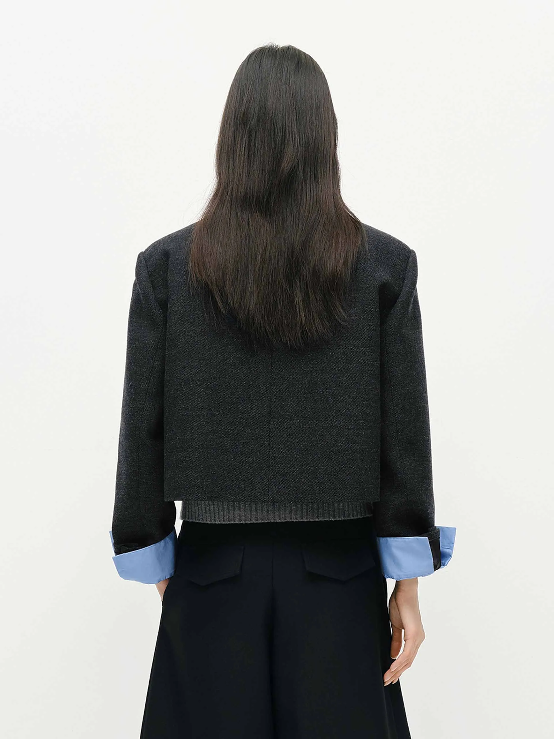 Wool Blend Cropped Blazer