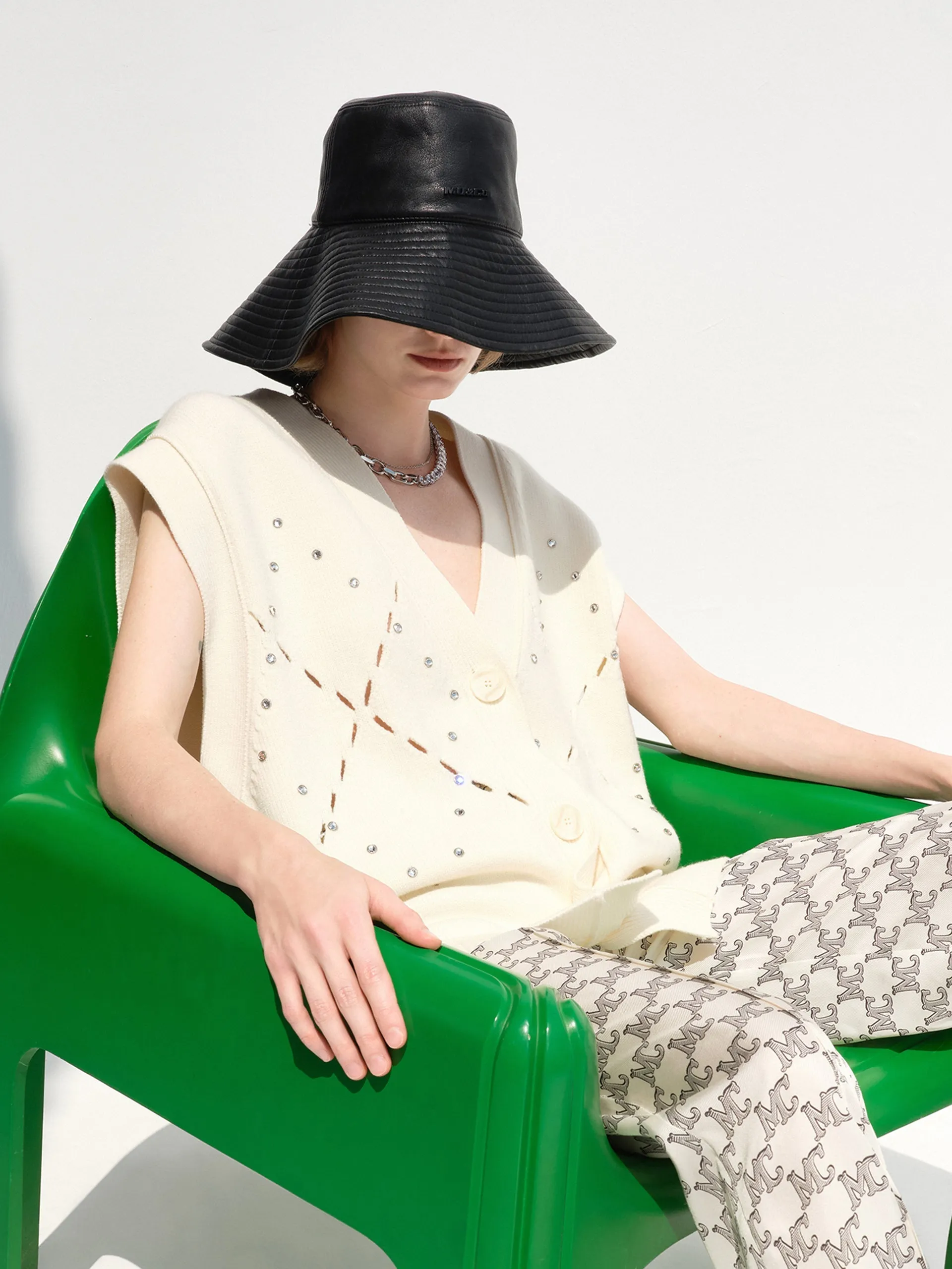 Wool-blend Diamond Cutout Knit Vest