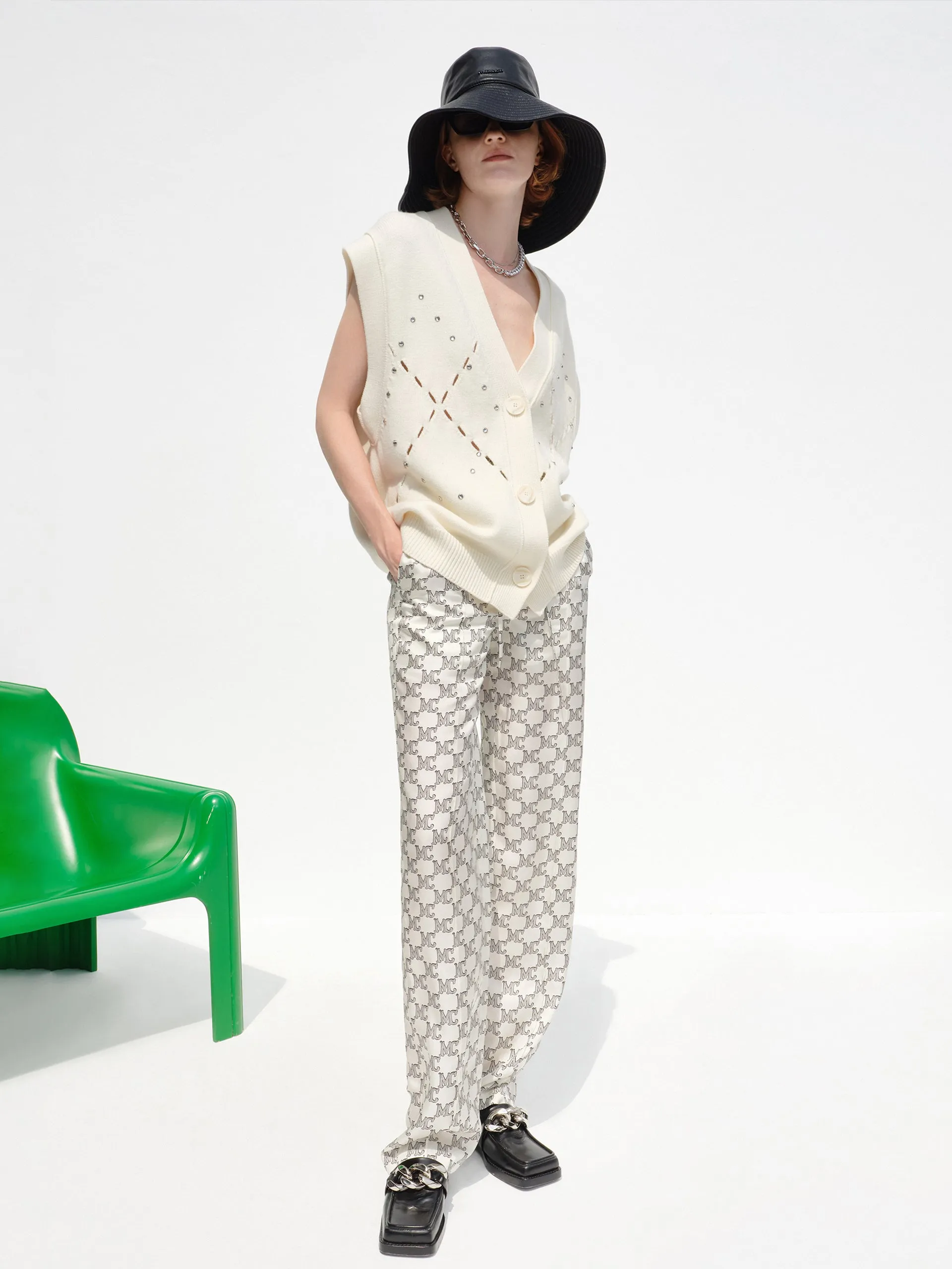 Wool-blend Diamond Cutout Knit Vest