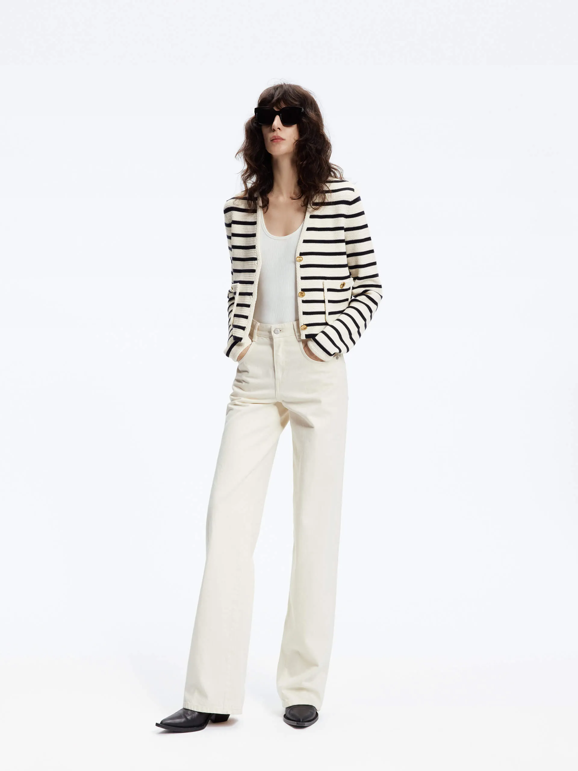 Wool Blend Striped Cardigan