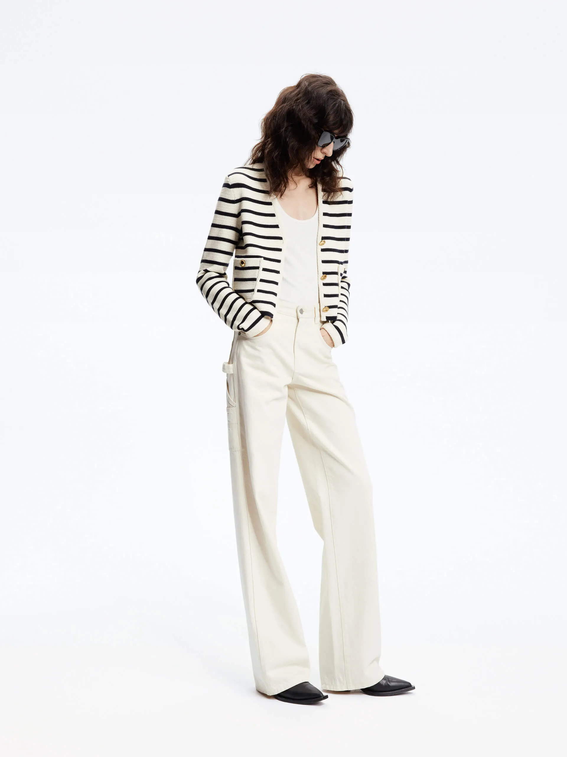 Wool Blend Striped Cardigan