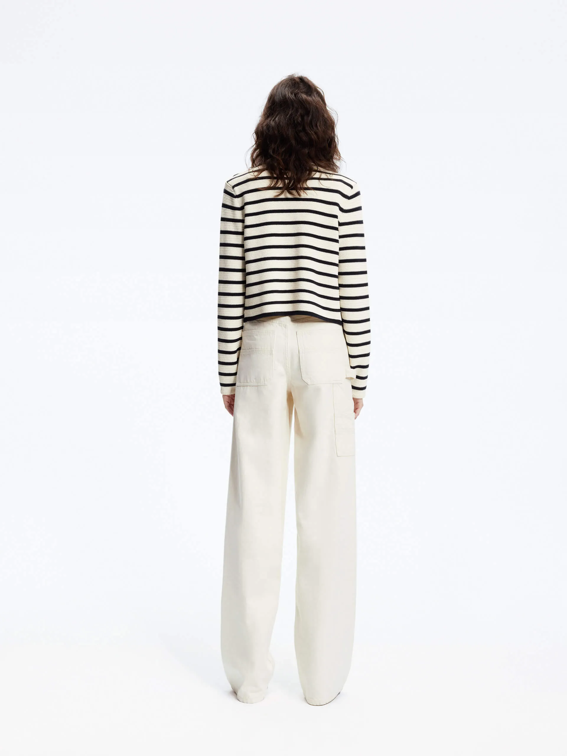 Wool Blend Striped Cardigan