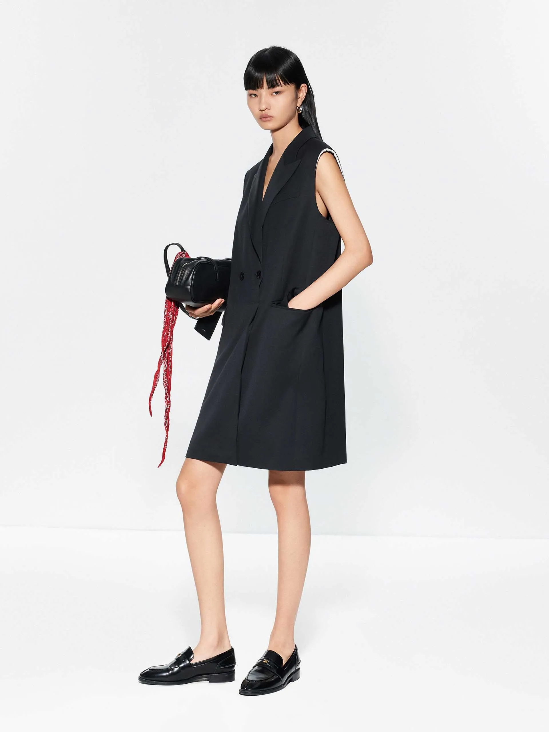 Wool Blend Tailored Dress