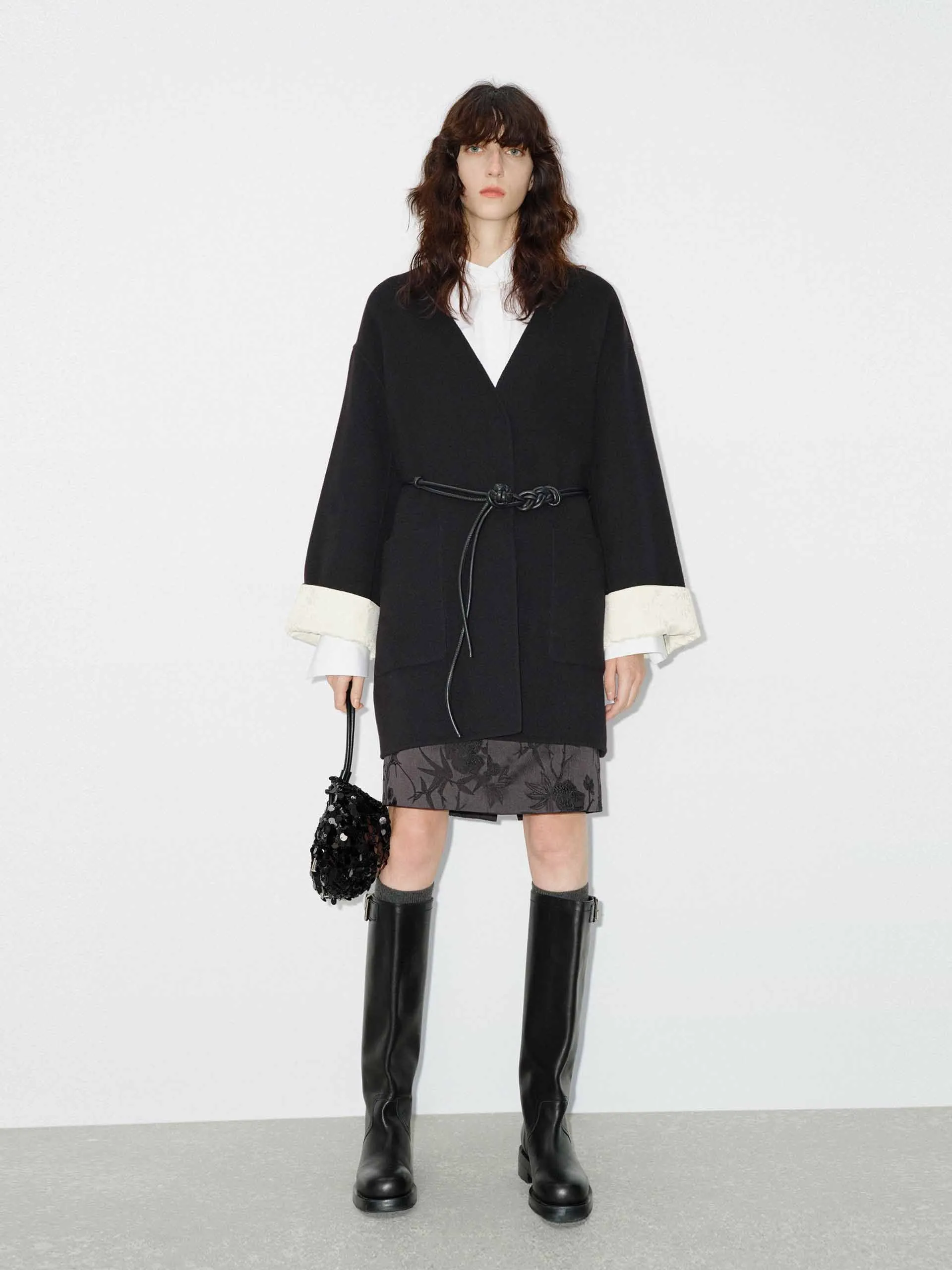 Wool V-neck Midi Coat