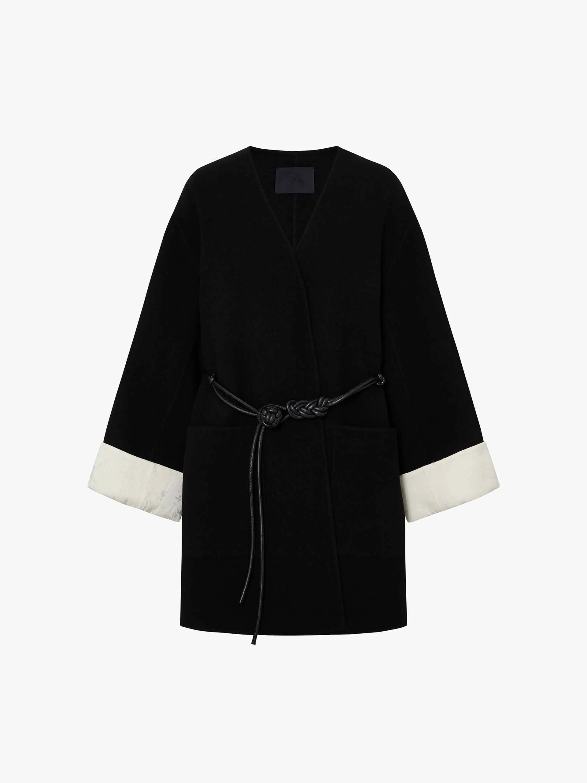 Wool V-neck Midi Coat