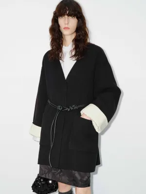 Wool V-neck Midi Coat