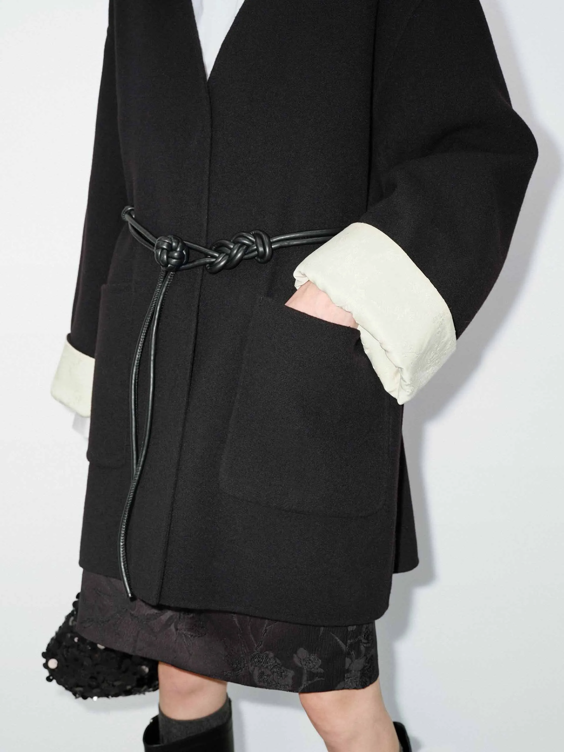 Wool V-neck Midi Coat