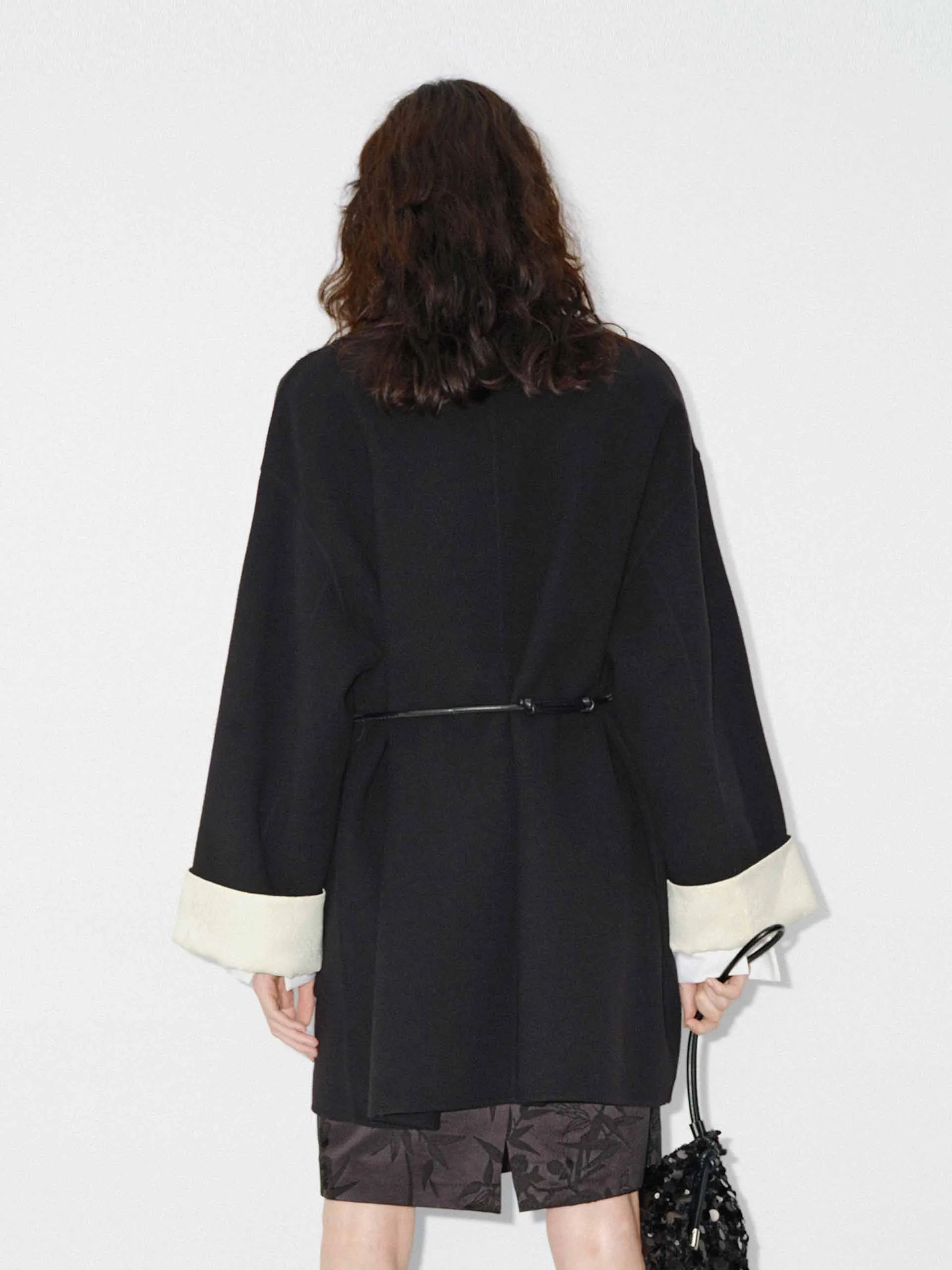 Wool V-neck Midi Coat