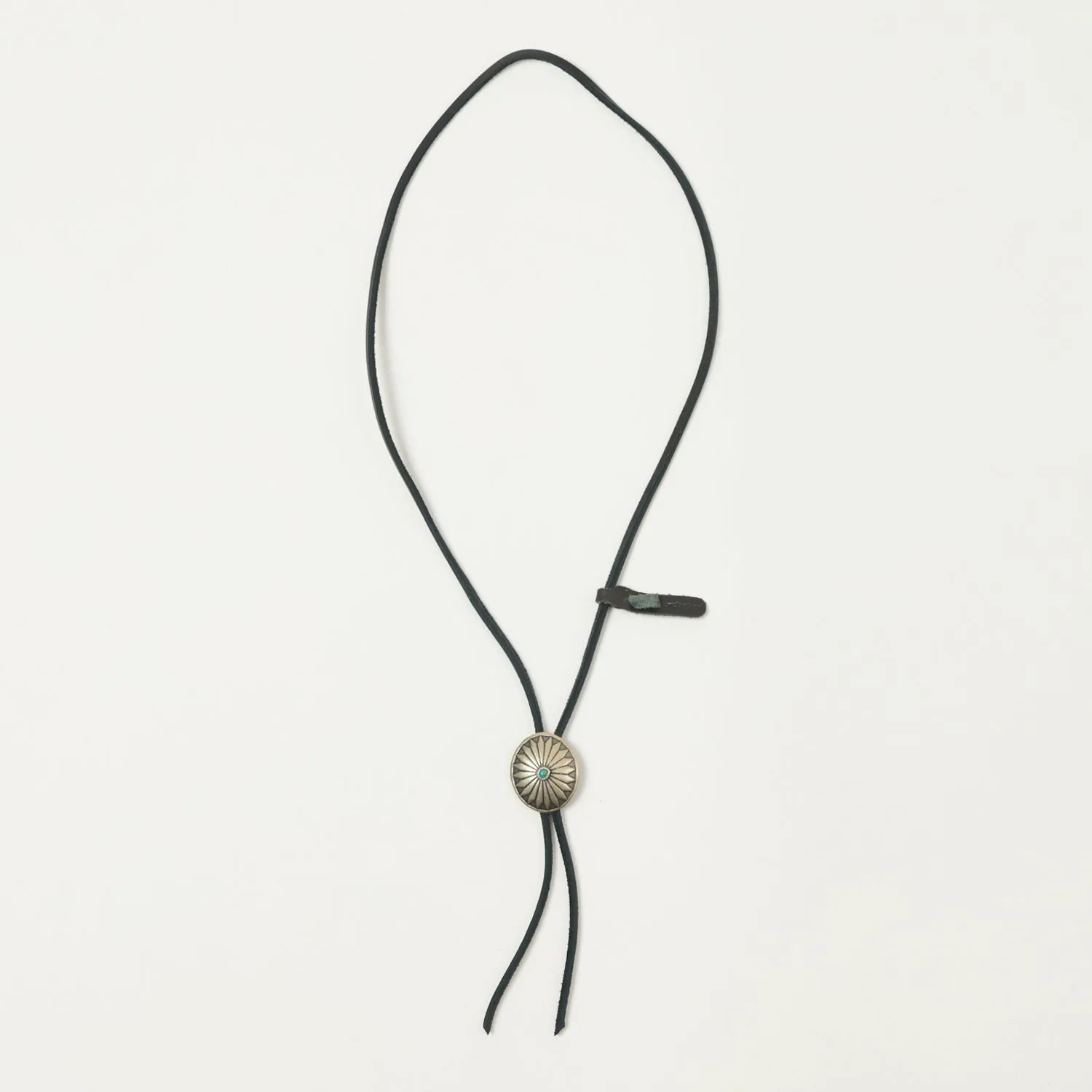 Yuketen Leather Bolo Tie w/Concho - Black