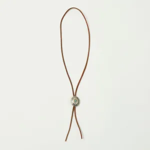 Yuketen Leather Bolo Tie w/Turquoise Concho - Brown